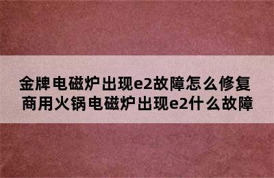 金牌电磁炉出现e2故障怎么修复 商用火锅电磁炉出现e2什么故障